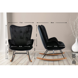 Sillón mecedora de terciopelo Sanka negro